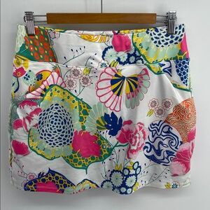 Allie Burke floral printed wide waistband athletic athleisure golf tennis skort